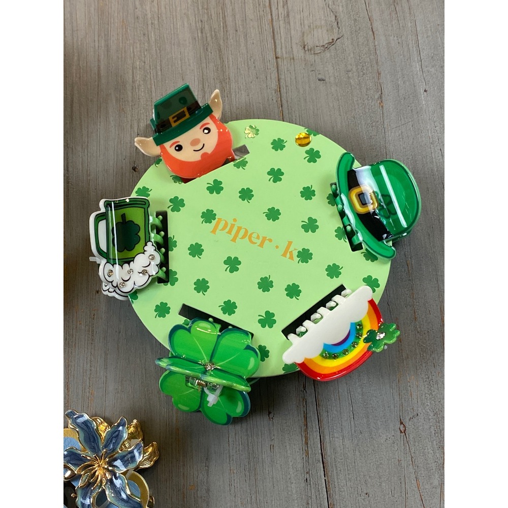 Piper K Sunday State Hair Claw Clip Bundle Floral Hibiscus St Patricks Day NEW - Picture 8 of 9